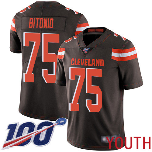 Cleveland Browns Joel Bitonio Youth Brown Limited Jersey 75 NFL Football Home 100th Season Vapor Untouchable